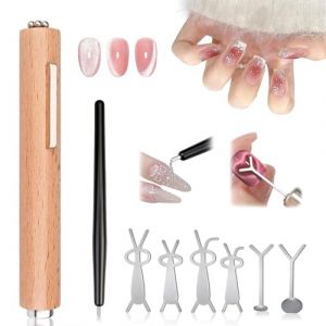 FrostyFlair 3 en 1 Cat Eye Aimant Pour Ongles, Manche en Bois Aimant Vernis &agrave; Ongles Gel Cat Eye Stylo Nail Art, Aimant Coeur Accessoires Nail Art, Cateye Gel UV, Accessoires Ongles (xianbanshuoshangmaoyouxiangongsi, neuf)