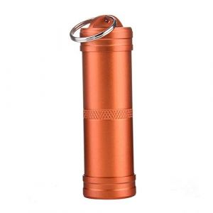 Bo&icirc;te de rangement en aluminium &eacute;tanche - 3 couleurs - Porte-cl&eacute;s portable en aluminium pour pilulier - Pour l'ext&eacute;rieur, le camping, les voyages - Orange (1 pi&egrave;ce) (TopHomer, neuf)