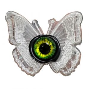 LXJLXD Pince à cheveux unique en forme de papillon diable pour Halloween, cosplay, déguisement avec boules oculaires, accessoire de cheveux tendance pour femme (papillon blanc vert) (JINGYIKEJIGS, neuf)
