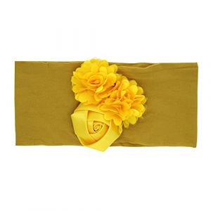 Bandeau pour b&eacute;b&eacute; fille en nylon avec fleur - Turban - N&oelig;uds - Bandeau &eacute;lastique - Accessoire de cheveux pour b&eacute;b&eacute; de 0 &agrave; 36 mois - Jaune (Uposao, neuf)