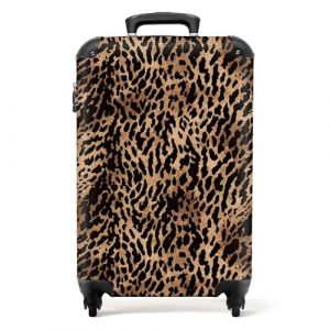 NoBoringSuitcases.com&reg; Valises, Bagages a Main Cabine 55x35x25 10kg, Luggage, Suitcase, Rigides 4 roulettes, De Voyage, Cadenas Avion, Ultra l&eacute;g&egrave;re, Poign&eacute;e Extensible, Motif l&eacute;opard fonc&eacute; (NoBoringSuitcases, neuf)