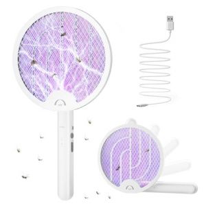 WOCVRYY Raquette Moustique Electrique Piable 4000V Raquette Electrique Insectes 1500mAh avec Lumi&egrave;re de Pi&egrave;ge Rechargeable par USB et 5 Couches Protection en Maille Support Mural pour Interieur (AWI CAPIUIAL LIMITED s, neuf)