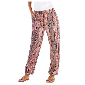 G&eacute;n&eacute;rique Pantalon Fluide Femme &Eacute;t&eacute; Boho - Harem D&eacute;contract&eacute; Taille Haute, Floral Imprimer &Eacute;lastiqu&eacute;e, Baggy L&eacute;ger pour Yoga et Plage Sarouel avec Poches (YINYUAN（Livraison en 5 &agrave; 8 jours), neuf)