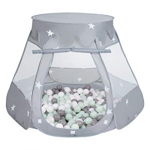 Selonis Rideau 105 x 90 cm/200 boules château avec boules colorées pour enfants, gris : blanc/gris/menthe (OtherEden &  DUmalDU, neuf)