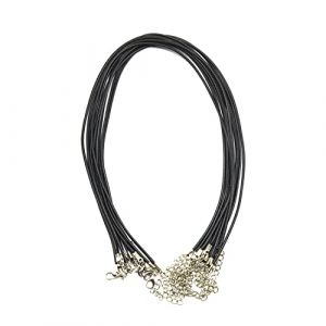 Cordon de Collier Wax Cordon de Collier en Cuir Artificiel Collier Mousqueton en Corde Tress&eacute;e DIY Collier Pendentif Accessoires Cordon de Collier Unisexe,10 Pcs,Noir. (WuhanHanyangAGrapefruitCultureMediaStudio, neuf)