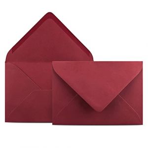 Colours-4-you - Lot de 25 enveloppes - DIN C6 - Rouge foncé - 11,4 x 16,2 cm - Enveloppes avec 80 g/m² - Fermeture humide - Rabat pointu - Enveloppes sans fenêtre (Glüxx-Agent GmbH, neuf)