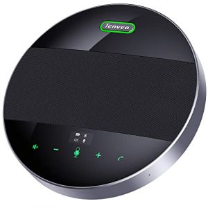 Tenveo Haut-Parleur et Microphone de Conf&eacute;rence sans Fil Bluetooth, Haut-Parleur de Conf&eacute;rence T&eacute;l&eacute;phonique, USB Microphone Omnidirectionnel &agrave; 360&deg;avec 4 Microphones pour la Salle de R&eacute;union-M5 (TENVEO, neuf)