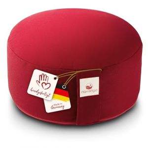 Navango&reg; Coussin Zafu Rond de M&eacute;ditation et Yoga &ndash; Pouf de Sol 15 cm &ndash; Fabriqu&eacute; &agrave; la main en Allemagne &ndash; Garnissage Naturel en &Eacute;peautre &ndash; Housse Lavable 100% Coton &ndash; Coussin de Yoga Ergonomique (tevigo gmbh, neuf)