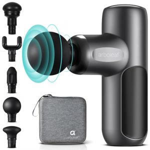arboleaf Mini Pistolet de Massage, Pistolet Musculaire Portable 0,39kg avec 5 Embouts Silicone & 5 Niveaux 3200 tr/min, Silencieux avec Étui pour Détente Musculaire (arboleaf, neuf)