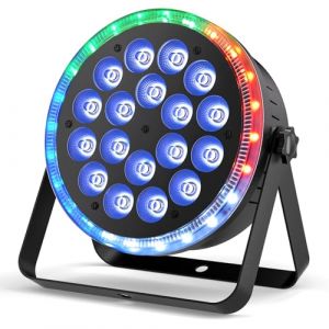 Starlitflow 108W Par LED RGBW avec RGB 24 LED Anneau Lumineux, Lumiere de Scene D MX avec Activation Sonore et 255 Effets, Eclairage Disco pour Fêtes Spectacles Scènes Noël Halloween (Eldest brother, neuf)