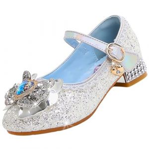 Vorkhuaeri Basket Enfant Fille Princesse Elsa, Chaussures de Danse Paillettes Costume Princesse, Adapt&eacute;es pour Habiller F&ecirc;te Cosplay Mariage No&euml;l (A2-Silver,27) (Vorkhuaeri, neuf)