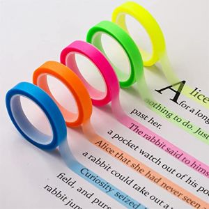 5 Rouleaux Ruban Surligneur, 6mm x 5m Amovible Ruban Fluorescent Surligneur Fluorescent Ruban Adhésif Coloré Transparent pour Étudiants Enseignants Lecture Prise de Notes en Classe Bureau (Beisong, neuf)