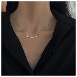 Cimenexe Collier Pendentif Barre Horizontale Punk Collier Chaîne Barre Tube Balance Collier Collier Barre Argentée Collier Ras De Cou Barre Horizontale Minimaliste Bijoux Pour Femmes Et Filles (Cimenexe, neuf)