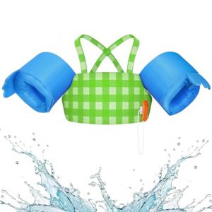 HeySplash Gilet de Natation, Gilet de Natation avec Sangle Réglable pour Enfants de 22-44lbs, Brassard Apprendre à Nager Flotteur de Piscine pour Enfant de 2-6 Ans, Plaid Bleu Vert (SiuMed EU, neuf)