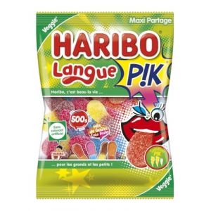 HARIBO - Langue Acide PIK - Bonbons Piquants - Sans Colorants Artificiels & Sans Gélatine - Sachet - 500 g (Ponera, neuf)