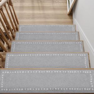 SIXHOME Marchettes d'Escalier 20cm*76cm 15PCS Anti Derapant Tapis Moquette Escalier Moquette Autocollante Tapis d'Int&eacute;rieur Antid&eacute;rapant avec Adh&eacute;sif R&eacute;utilisable (Gris) (DEXIEUR, neuf)