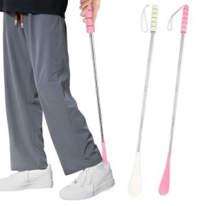 GNALIA Chausse Pied 2 Unit&eacute;s T&eacute;lescopique R&eacute;glable 30-70Cm Acier Inoxydable Beige Rose Pour Hommes Femmes Seniors Voyage (Yomkioer, neuf)