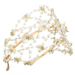 Zerodeko Bandeau de Mari&eacute;e Orn&eacute; de Perles et Strass Accessoire de Coiffure Floral pour Mariage L&eacute;ger et Confortable pour Robe de Mari&eacute;e et F&ecirc;tes 1 Pi&egrave;ce Couleur Or (Joseph Xu, neuf)