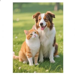 JISHSHAY Diamond Painting Chien Peinture Diamant Painting Diamond Art Chat Broderie Diamant Animaux Kit Broderie Puzzle Point de Croix Bricolage Adulte Canevas Kit Complet Adulte 30&times;40cm Carr&eacute; Square (PUTIBUTUI-EU, neuf)