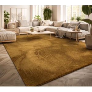 TT Home Tapis Poil Ras Tapis De Salon Monochrome Design Moderne Lavable, Couleur: Jaune Foncé Moutarde Jaune, Dimension:80x150 cm (marche-de-tapis, neuf)