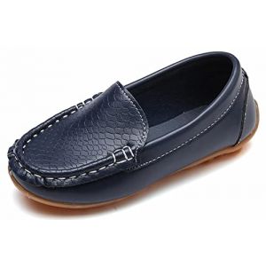 Yeeteepot Mocassins pour Enfant Cuir Bateau Chaussures Garçon Mode Oxford Chaussures Fille Décontracté Confortable Mocassin Plates Loafers, Bleu foncé 32 EU (Yeeteepot, neuf)