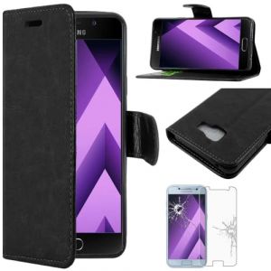 ebestStar - Coque Compatible avec Samsung A3 2017 Galaxy SM-A320F Etui PU Cuir Housse Portefeuille Porte-Cartes Support, Noir +Film Protection Verre Tremp&eacute; [Appareil: 135.4 x 66.2 x 7.9mm, 4.7''] (ebestPro-fr, neuf)