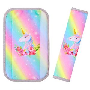 Basumee Voiture Protège Ceinture de Sécurité Coussin Bébé Enfants Epaule Coussin Coussin de Nuque Repose Nuque Housse Accessoires,2Pcs (Grlawn-EU, neuf)