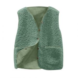 G&eacute;n&eacute;rique Gilet Polaire Femme hiver chaud Peau de Mouton Veste Sans Manches Femmes &Eacute;pais Gilet L&acirc;che Peluche Faux Cuir Gilets Polaire Manteau (wangpeichu, neuf)