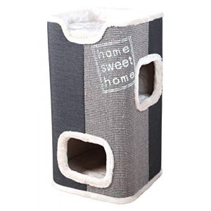 TRIXIE Tour à chat moderne pour chats "Cat Tower Jorge, 38 x 38 x 78 cm, anthracite/gris clair/gris, 44957, peluche, sisal, soin des griffes (Zoo Galaxie, neuf)
