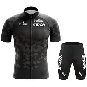 Vêtements Cyclisme Pro Homme Tenue Cycliste Manche Courte, Été Jerseys VTT et Cuissard à Bretelle avec 3D Coussin Gel, Cycling Route Respirant Séchage Rapide (2,XXL) (FFFF & OLFEH, neuf)