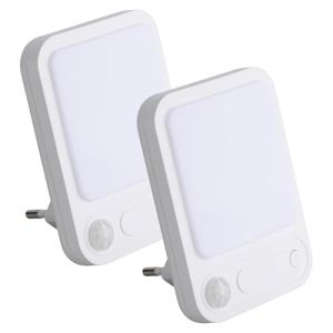 SEBSON Veilleuse LED avec Détecteur de Mouvement - Lot de 2 - Capteur Crépusculaire, Dimmable, Programmable - Capteur Infrarouge 3m/120°, Lampe Prise (SEBSON, neuf)
