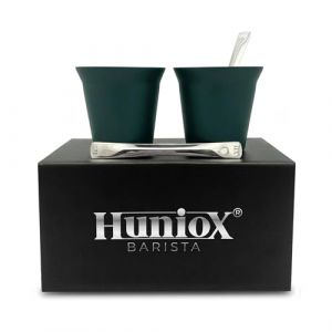 Huniox&reg; 2 X 80 Ml | Tasse &Agrave; Caf&eacute; Expresso &ndash; Tasse &Agrave; Caf&eacute; &ndash; Tasse Expresso &ndash; Tasses &Agrave; Expresso &ndash; Tasse &Agrave; Caf&eacute; Expresso Original | Inclut 2 Cuill&egrave;res De Design (Emerald, 80 Ml) (Huniox, neuf)