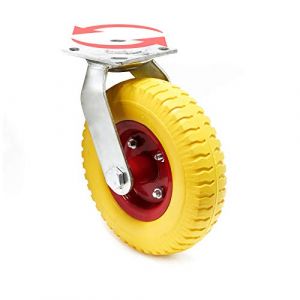 Wiltec Roulette de transport pivotante increvable – Ø 220 mm – Capacité 100 kg – en PU Polyuréthane – Roue avec Plaque de montage – Transport Appareil Accessoire Meuble – Usage silencieux (Wiltec Wildanger Technik GmbH, neuf)