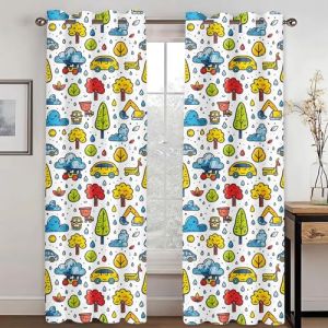 SHROUDEX Rideaux occultants voitures de dessin anim&eacute; rideaux, rideaux tracteur opaques 3D polyester rideau de fen&ecirc;tre pour gar&ccedil;ons filles chambre d'enfant chambre &agrave; coucher (10,280x180cm(2x140x180cm)) (HYJHSHU, neuf)