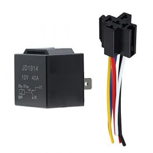 AUKENIEN Relais 12V 5 Broches Voiture SPDT JD1914 Relay 40A Relais Auto avec Faisceau de Câble Coloré pour Moto Camion Bateau Paquet de 1 (AUKENIEN Official EU, neuf)
