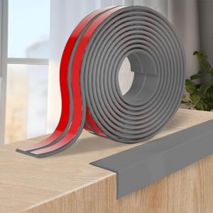 Protection Angle Mur Adhésif, Bandes Corniere en TPE, Plinthe Souple Épaisse en Forme de L Baguette Angle pour Murs, Portes, Cuisine, Fenêtres, Idéal pour Rénovations DIY (Gris, 4cm x 4M) (HengRongSh-EU, neuf)