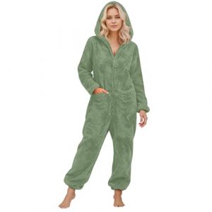 Pyjama Combinaison Femme Hiver Pilou, Unisexe Grenouill&egrave;re Adulte Pyjama Pilou Pilou Onesies Cosplay Costume Nouveaut&eacute; Combi Pyjamas Peluche Confortable V&ecirc;tements De Maison Carnaval Costumes Siamois (FATUS, neuf)