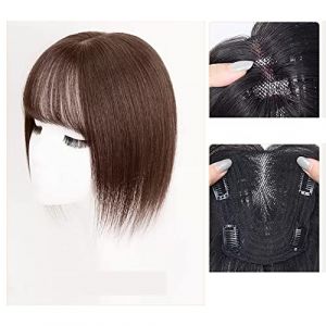 Perruques Cheveux Humains Perruque pièce vrais cheveux for couvrir les cheveux gris mince tête de cheveux pièce de patch vrais cheveux moelleux augmenter le volume des cheveux fausse frange Perruque D (duduwuww, neuf)