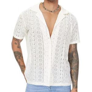 FEOYA Gilet Transparent Homme Debardeur Maille Sexy Fishnet D&eacute;guisement Disco Chemises Brillant T Shirt Tag XL=EU L (HUIXINEU, neuf)