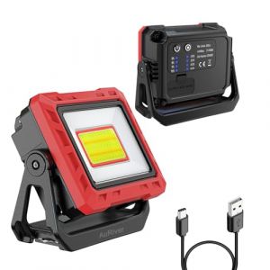 AuRiver Lampe de Travail Rechargeable, Super Lumineuse Baladeuse COB Lampe D'atelier Base Magn&eacute;tique, Batterie Externe pour Garage Urgence (Rouge1) (BXooo, neuf)