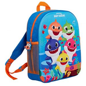 Baby Shark Sac à dos pour garçon, fille avec motif famille de requins 3D Pour crèche, école, mettre le déjeuner, bleu (Bleu) - MNCK11265 (Lora Dora, neuf)