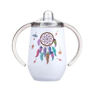 Marquage Unique Tasse d'Apprentissage Bébé Personnalisable, Double Poignée, Couvercle à Bec, Motif Attrape-Rêves, Gobelet Isotherme au prénom (MARQUAGE UNIQUE, neuf)