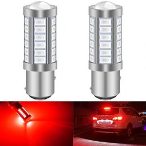 KATUR 2pcs 1157 BAY15D 5630 33-SMD Rouge 900 Lumens Super Bright LED Tourner Frein Arrière Signal Signal Lampe Ampoule 12V 3.6W (KAtur, neuf)