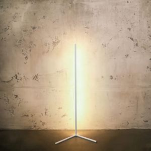 Lampe minimaliste, lampadaire LED à intensité variable, lampe d'angle design en noir et blanc, colonne lumineuse élégante pour une lumière chaude pour chaque angle, blanche (LYCKLY, neuf)