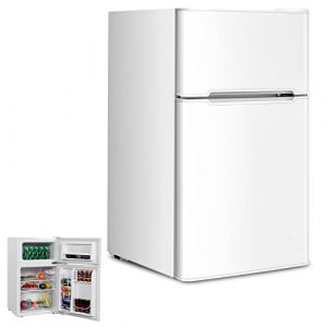 RLEAX4LIFE Frigo R&eacute;frig&eacute;rateur R&eacute;tro 90L Double Porte, Cong&eacute;lateur 27L, Refroidissement 0℃ &agrave; 10℃, Temp&eacute;rature de Cong&eacute;lateur -15℃, Bac L&eacute;gumes, Compartiment Bouteilles (90L, Blanc) (RELAX4LIFE, neuf)