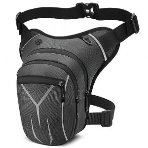 VOBUKE Sac de Jambe Tactique Etanche Sacoche Moto Leg Bag, R&eacute;fl&eacute;chissant Poche Jambe Sac Cuisse Banane Multifontion Sacs Ceinture Sport pour Homme Femme Voyage Camping Course Equitation Pochette Gris (AOCAO, neuf)