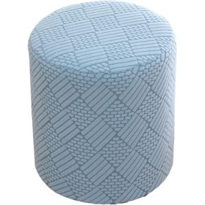 uyeoco Housse de Pouf Ottomane Rond Extensible, Petite/Grande Housse de Tabouret Confortable et Anti-poussière pour Tabouret Rond, Housse de Pouf Lavable en Machine avec élastique(Ice Blue,S) (Fengzi Comprehensive, neuf)