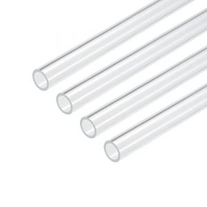 sourcing map Acrylique Tuyau Transparent Rigide Rond Tube 12mm ID 16mm OD 10" pour Lampes et Lanternes, Eau refroidisement Système 4pcs (Weisser Berg, neuf)