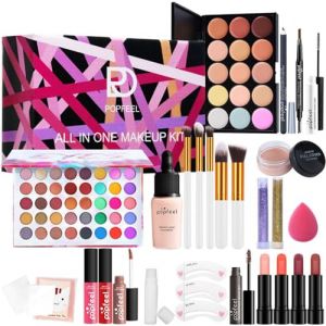 Holzsammlung Coffret Maquillage Femme, Kit de Démarrage de Maquillage Complet avec Ombres Paupière, Rouge à Lèvre, Pinceaux, Correcteur, Fondation, Mascara, Pochoirs à Sourcils #05 (TeencentsMallEU, neuf)