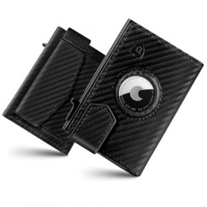 LORZOR Porte Carte Homme Airtag avec Porte Monnaie XXL, Portefeuille Homme Cuir V&eacute;ritable avec Fermeture Magn&eacute;tique, Portefeuille et Porte-Carte pour 10 Cartes, Petit Wallet avec Blocage RFID (ReturnRate, neuf)